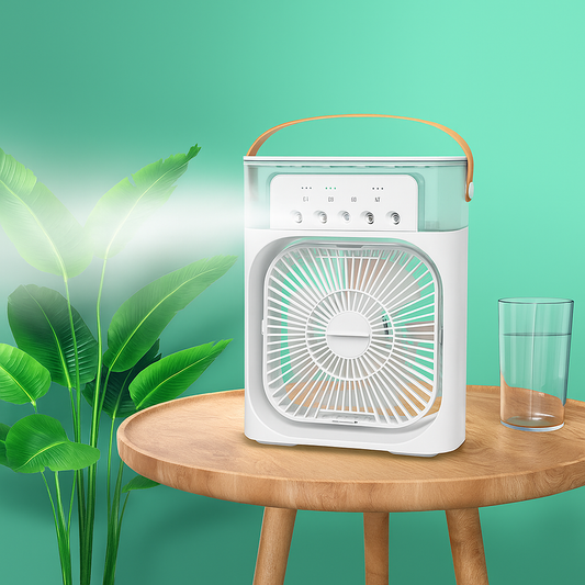 Ventilador Portátil con Humidificador Recargable – Aire Fresco en Cualquier Lugar