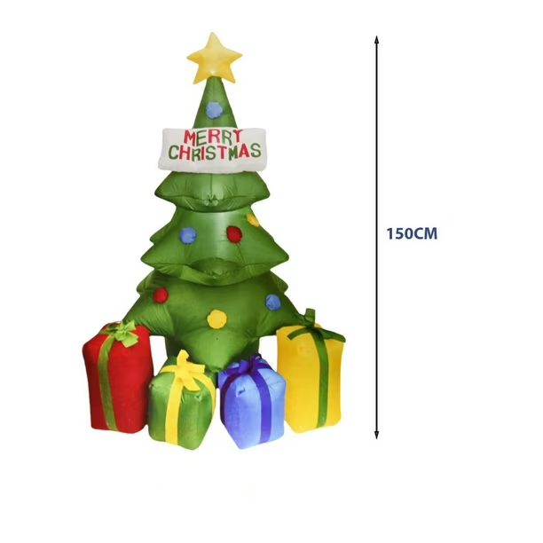 Árbol Inflable Navideño “Merry Christmas 150” – Decoración Iluminada con Regalos Integrados (150 cm)