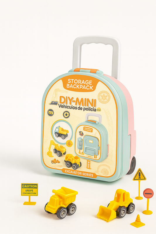 Mini Obras™ – Mochila Set de Construcción Infantil con 80 Piezas Portátiles