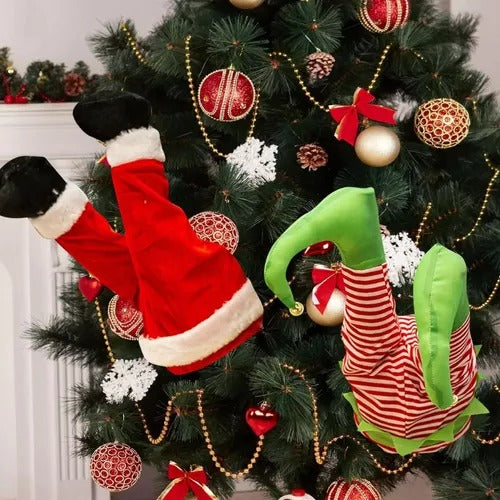 Decoración Navideña “Ayudante Atascado” – Duende Divertido para Árbol de Navidad 🎄