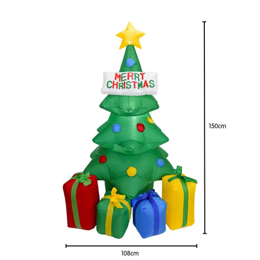 Árbol Inflable Navideño “Merry Christmas 150” – Decoración Iluminada con Regalos Integrados (150 cm)